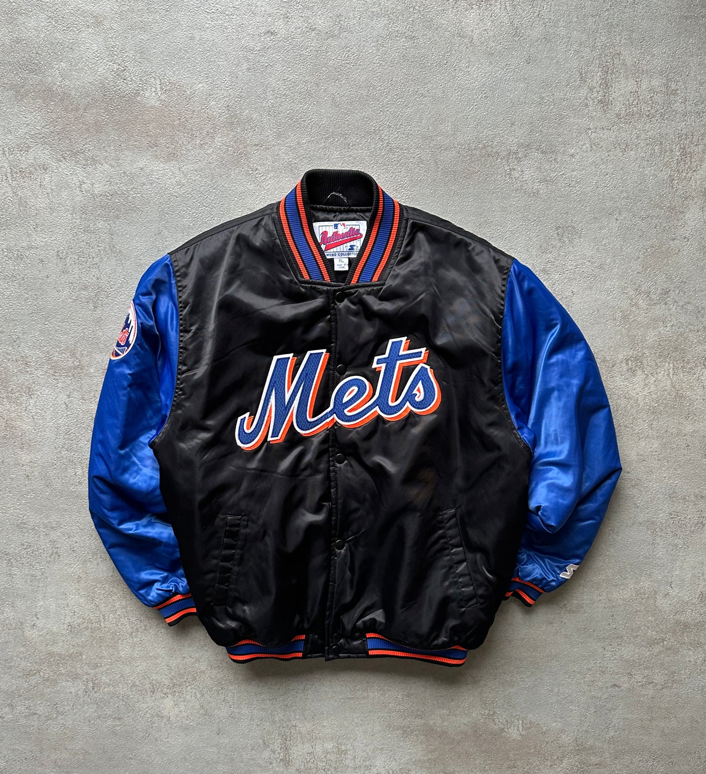 VINTAGE STARTER NEW YORK METS SATIN JACKET - MEDIUM
