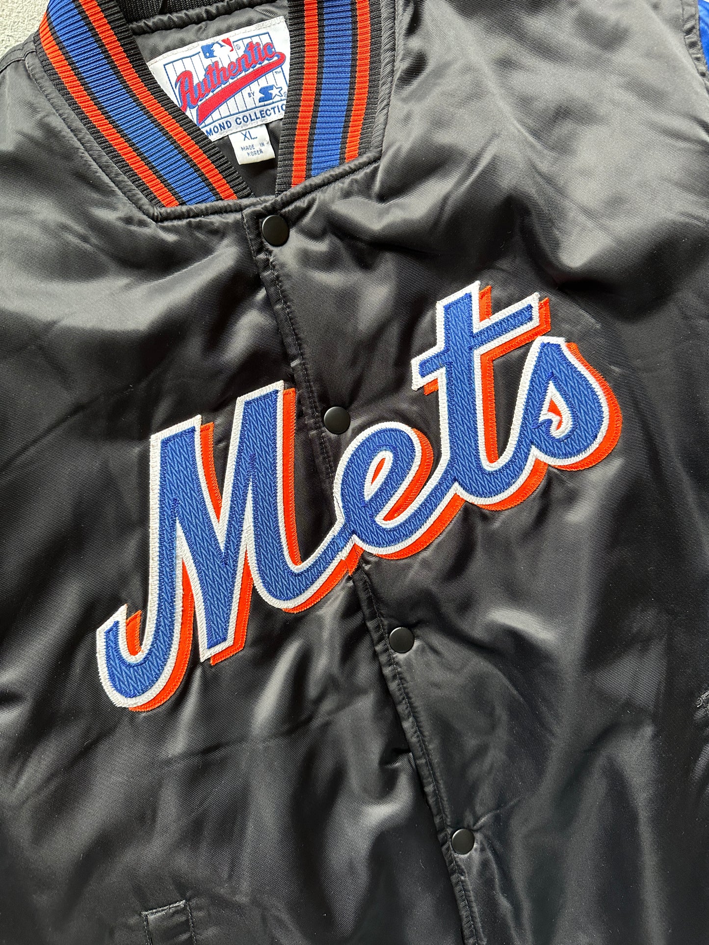VINTAGE STARTER NEW YORK METS SATIN JACKET - MEDIUM