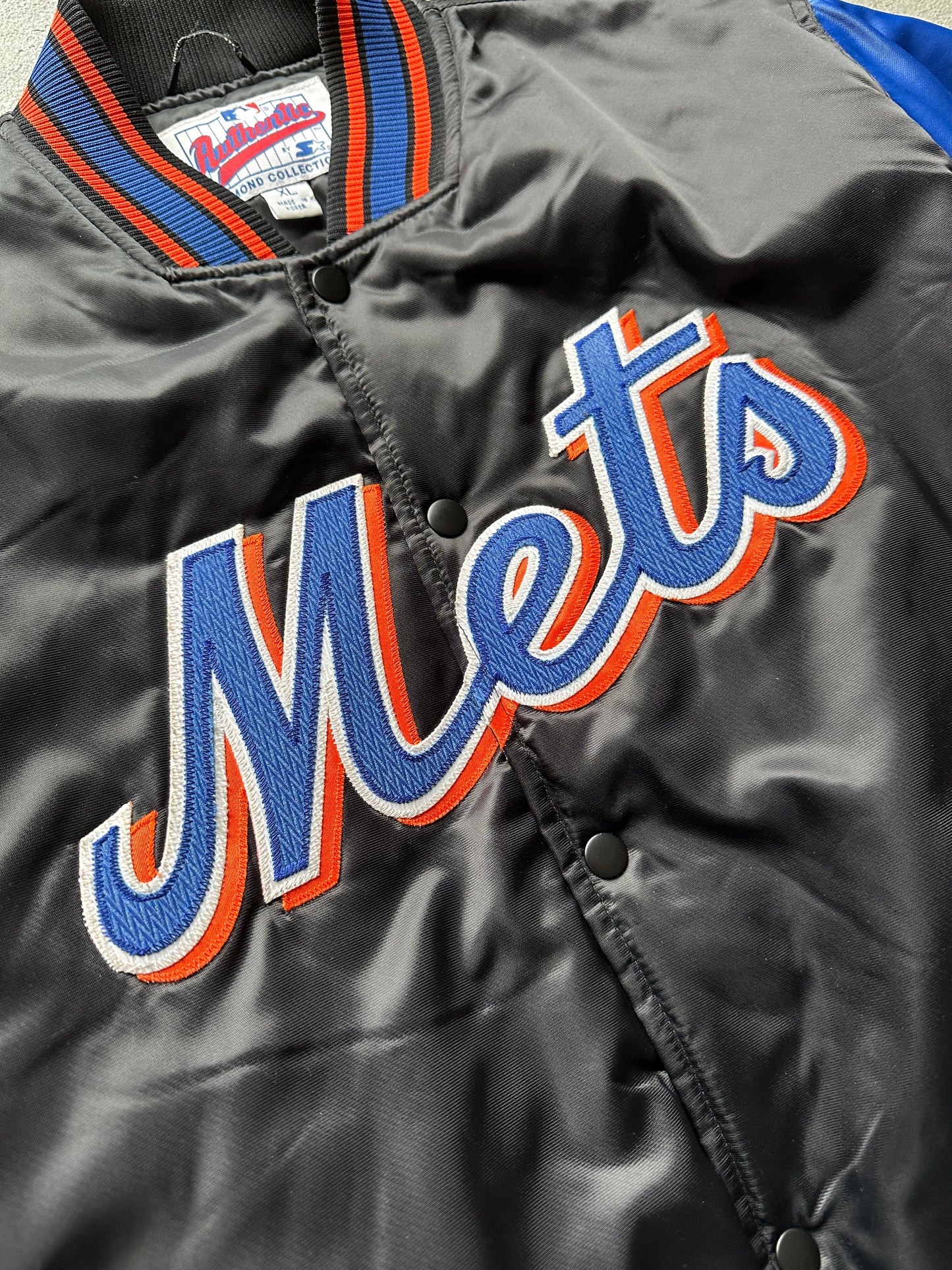 VINTAGE STARTER NEW YORK METS SATIN JACKET - MEDIUM