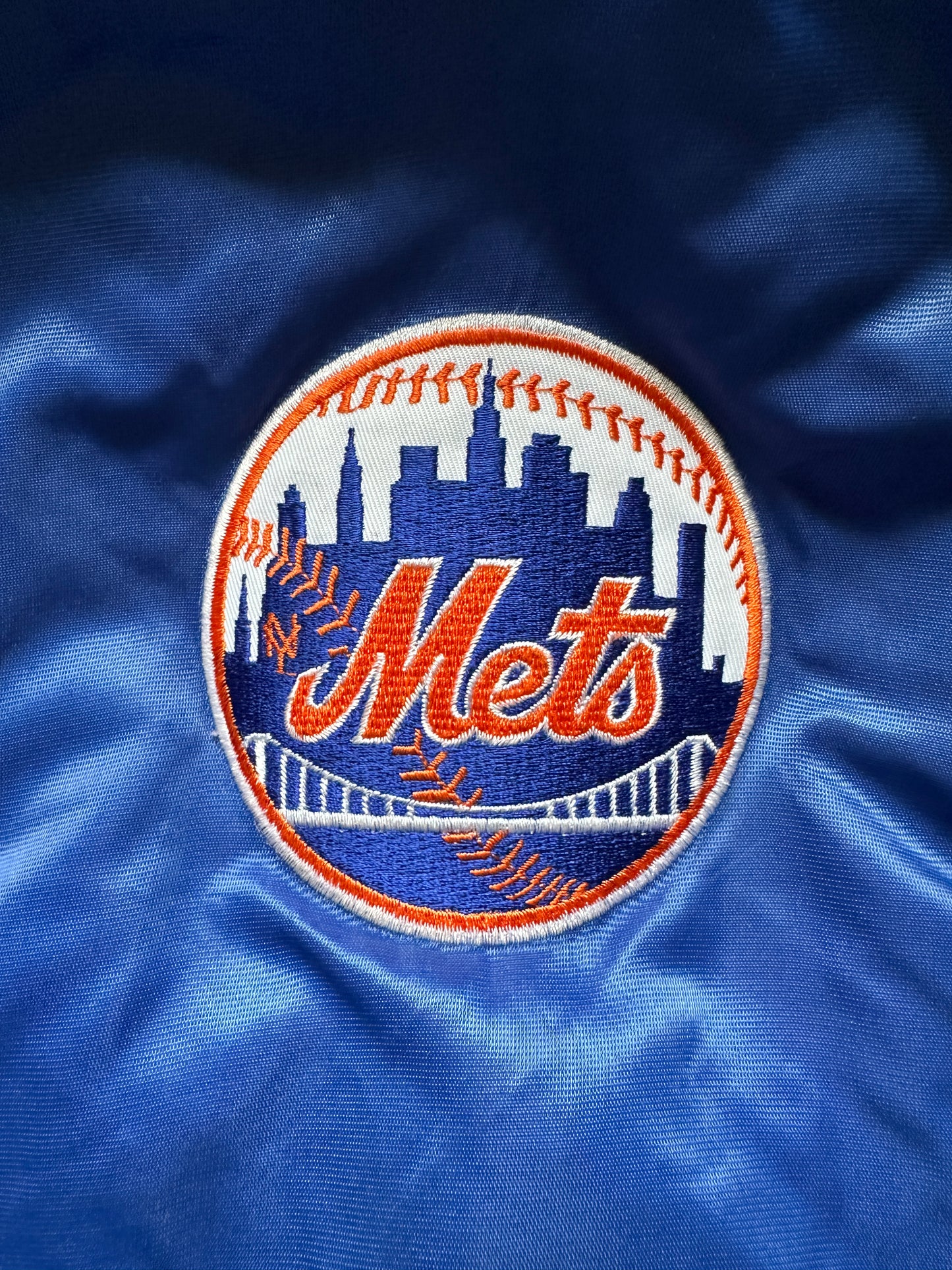 VINTAGE STARTER NEW YORK METS SATIN JACKET - MEDIUM