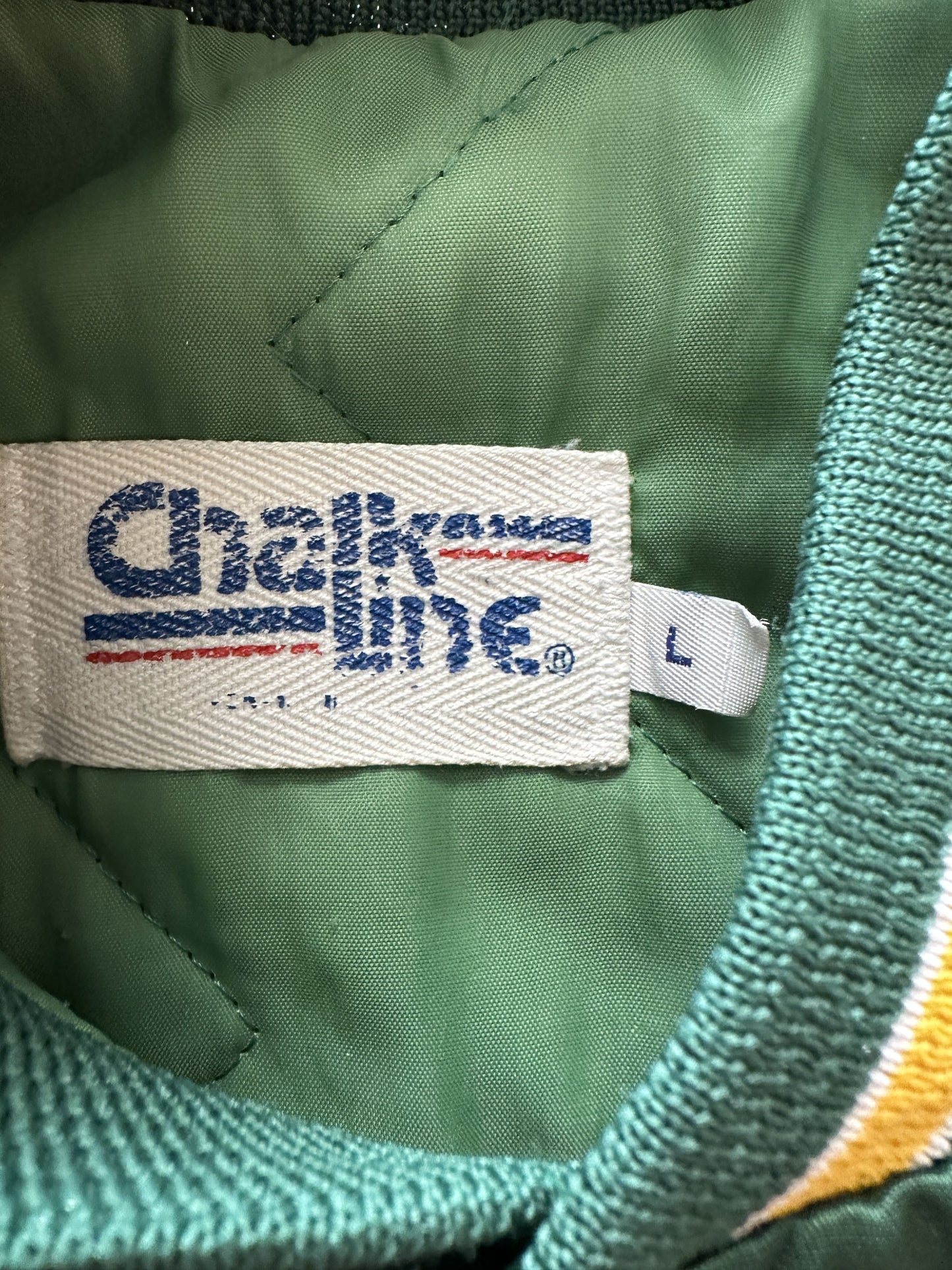 VINTAGE CHALK LINE GREENBAY PACKERS SATIN JACKET - LARGE