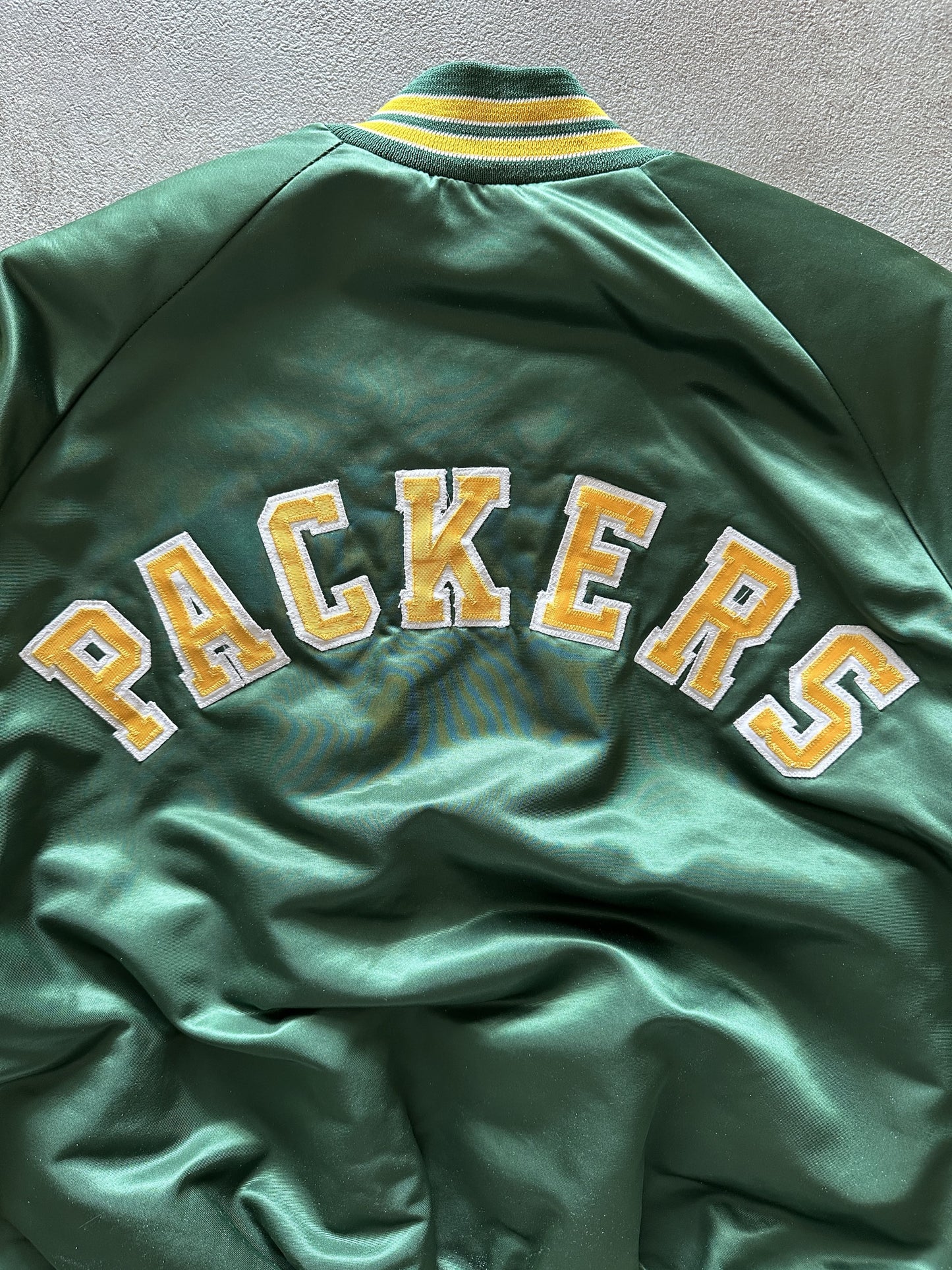 VINTAGE CHALK LINE GREENBAY PACKERS SATIN JACKET - LARGE