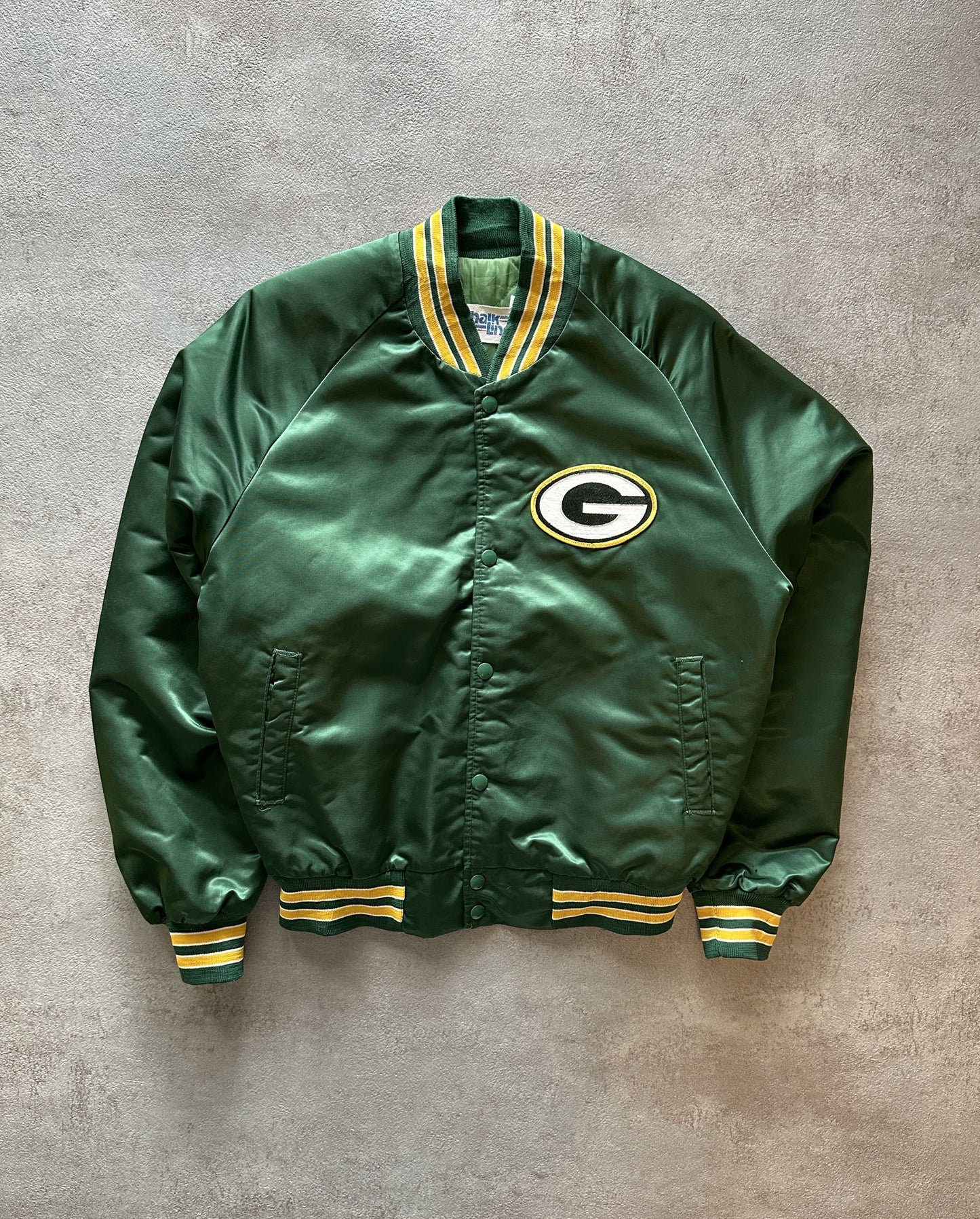 VINTAGE CHALK LINE GREENBAY PACKERS SATIN JACKET - MEDIUM