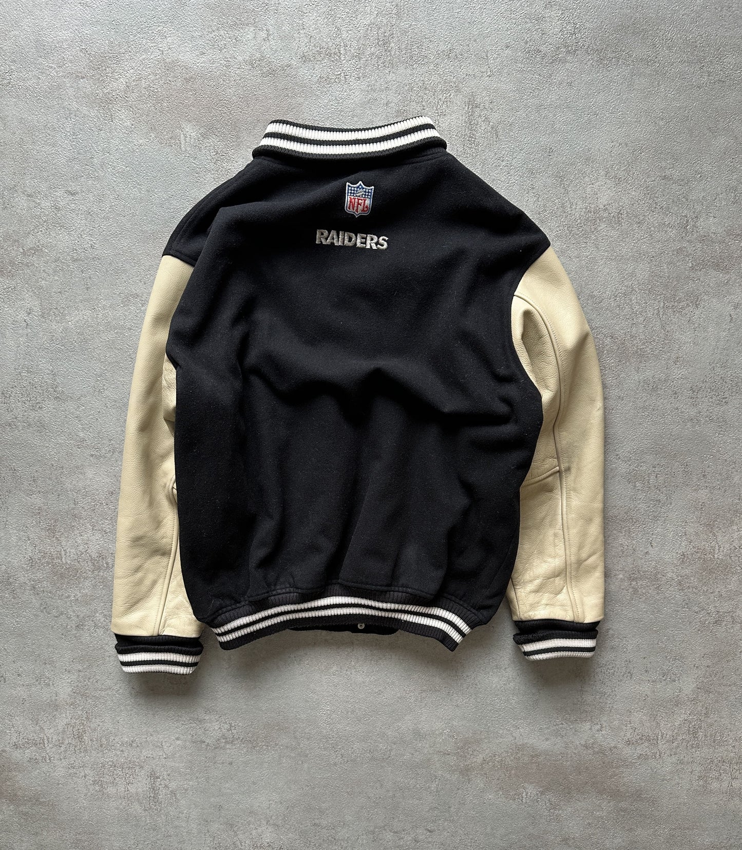 VINTAGE REEBOK OAKLAND RAIDERS VARSITY JACKET - XLARGE