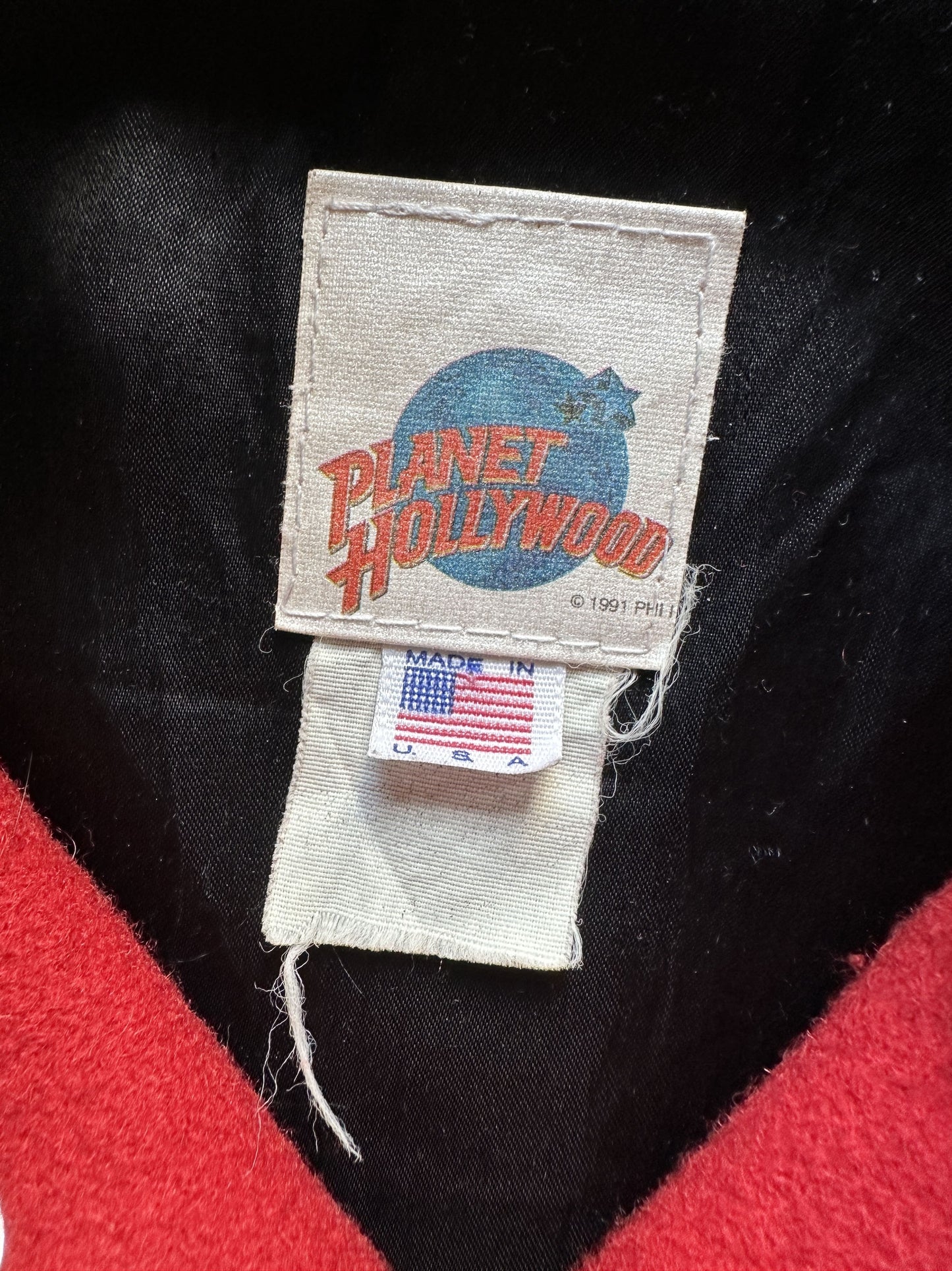VINTAGE 1991 PLANET HOLLYWOOD SEATTLE VARSITY JACKET - MEDIUM