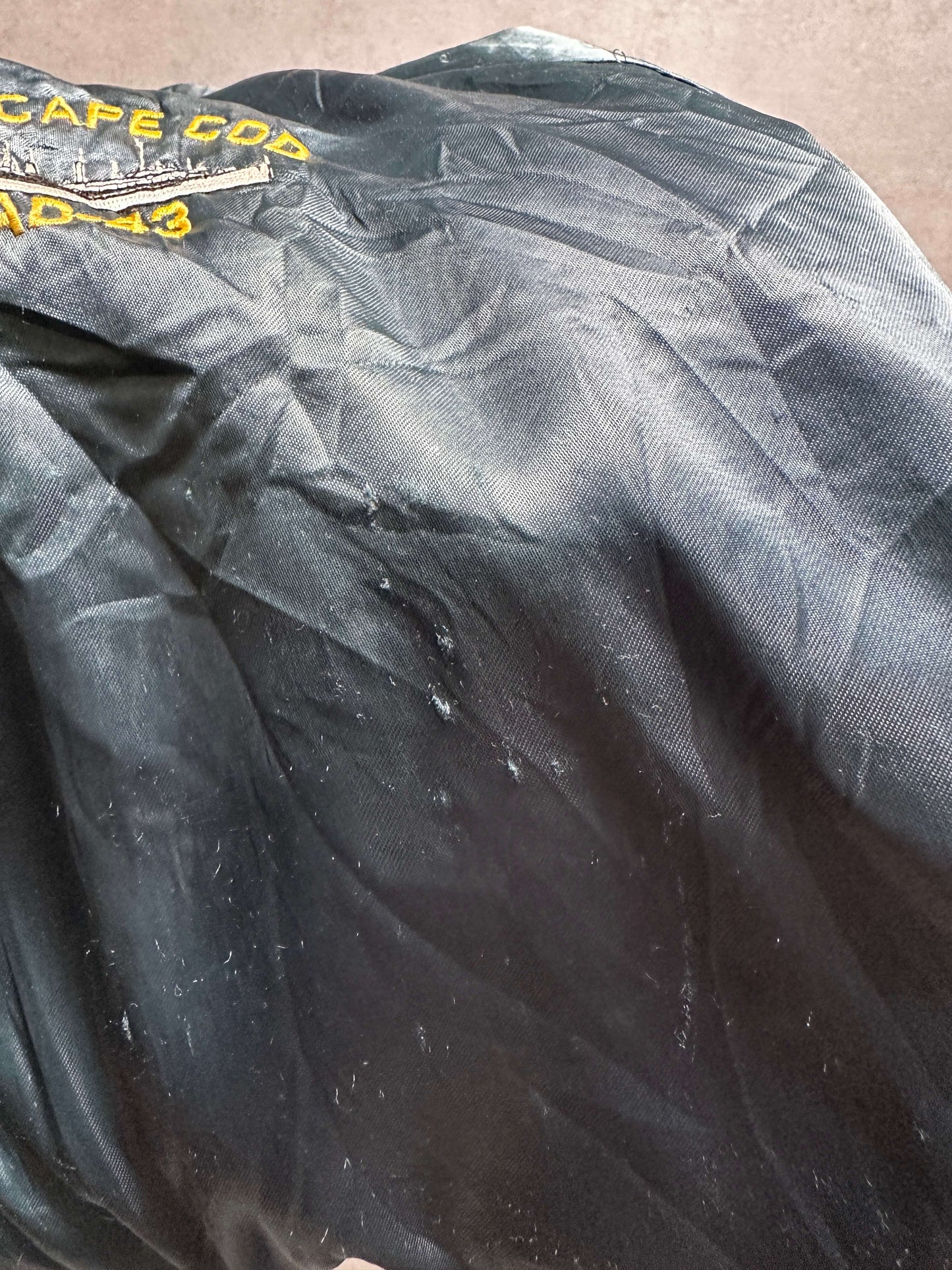 VINTAGE NAVY SATIN JACKET - XXLARGE