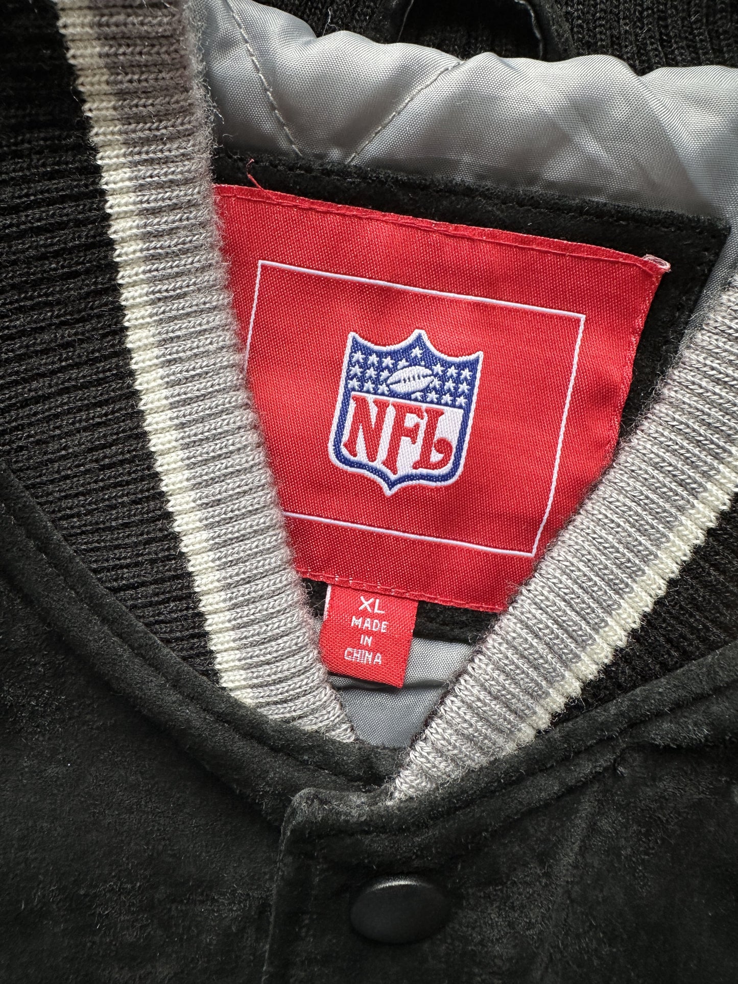 VINTAGE OAKLAND RAIDERS SUEDE LEATHER JACKET - XLARGE