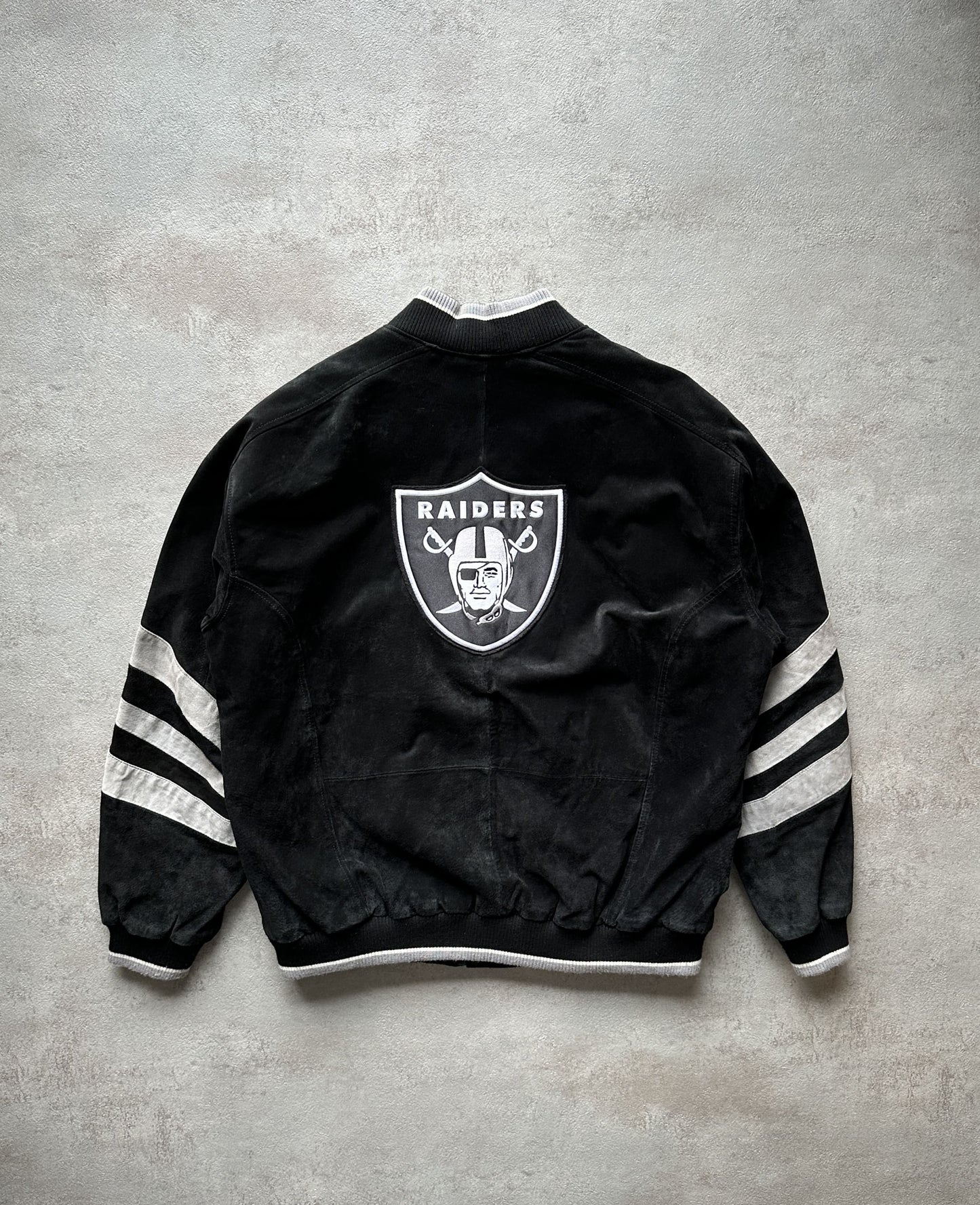 VINTAGE OAKLAND RAIDERS SUEDE LEATHER JACKET - XLARGE