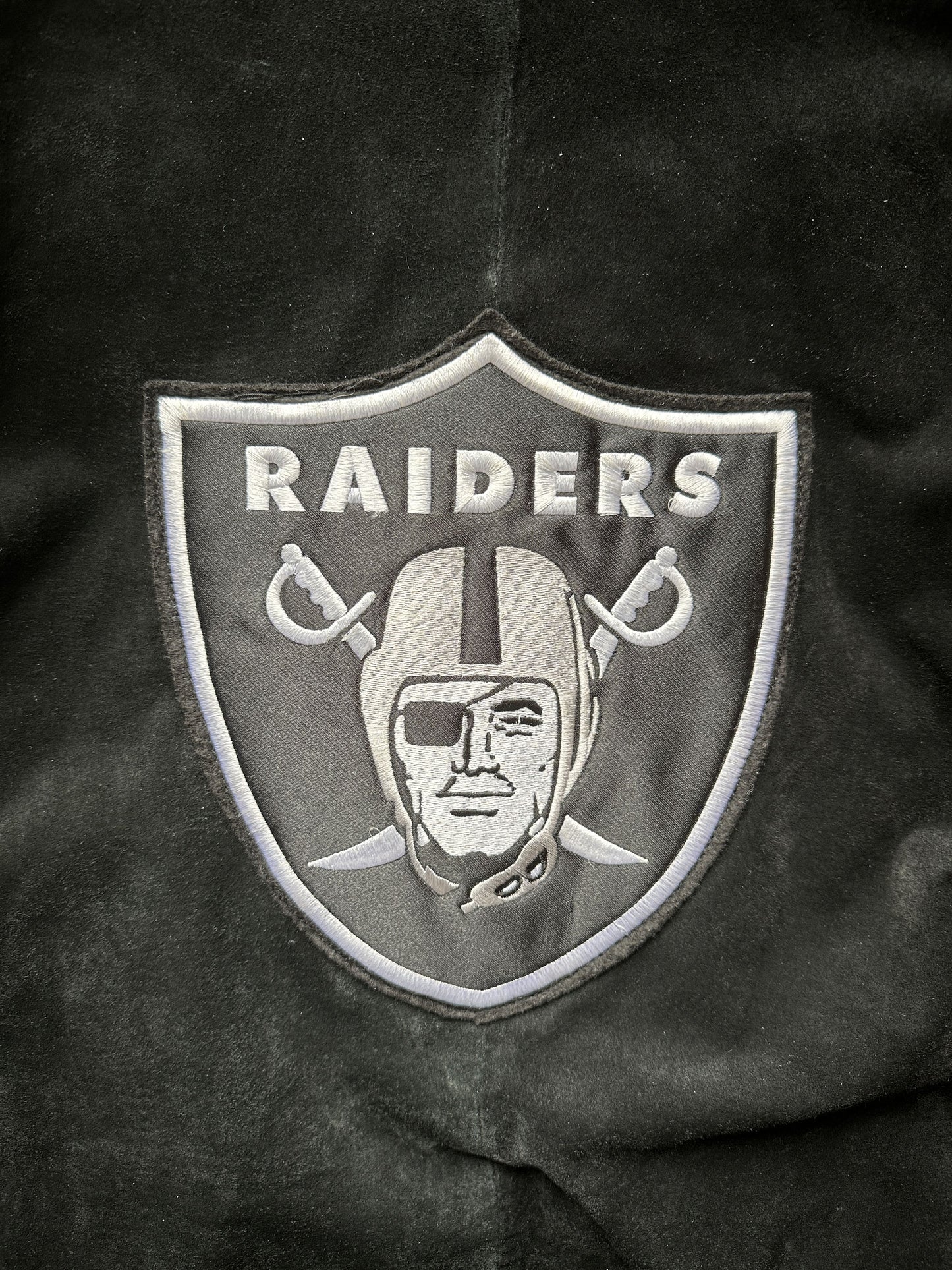 VINTAGE OAKLAND RAIDERS SUEDE LEATHER JACKET - XLARGE