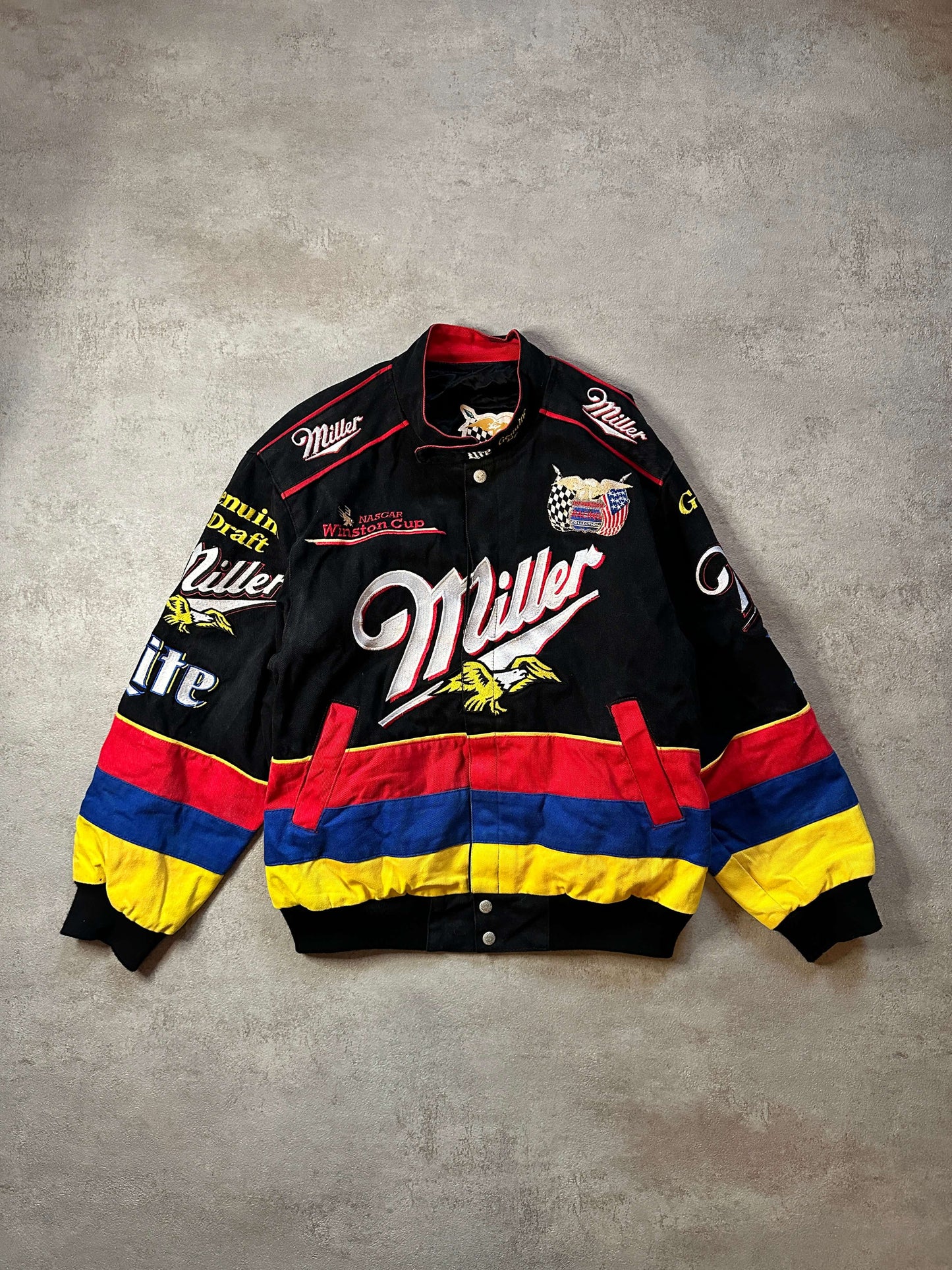 VINTAGE JEFF HAMILTON NASCAR MILLER JACKET - MEDIUM