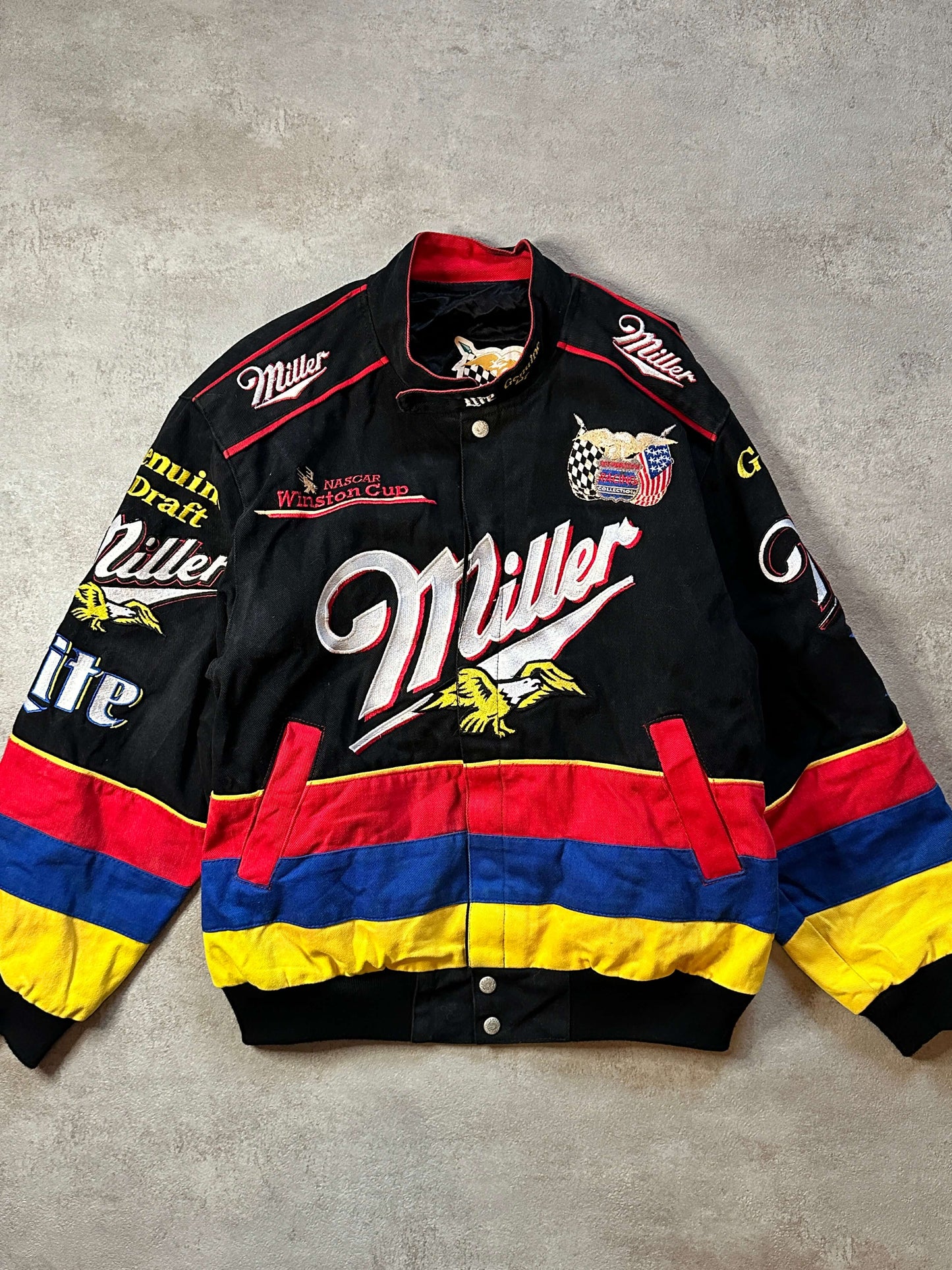VINTAGE JEFF HAMILTON NASCAR MILLER JACKET - MEDIUM