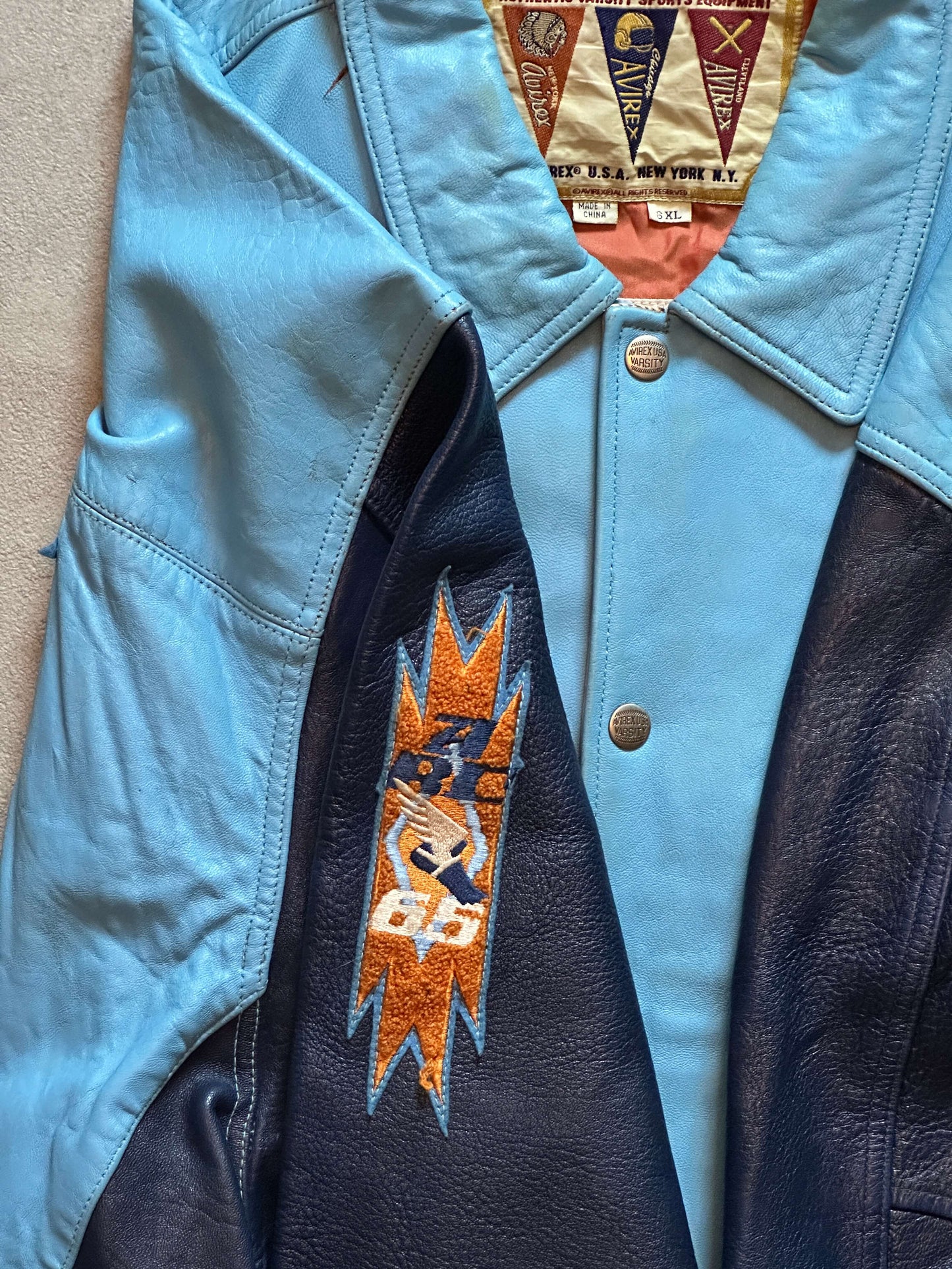 VINTAGE AVIREX LEATHER JACKET - 6XLarge
