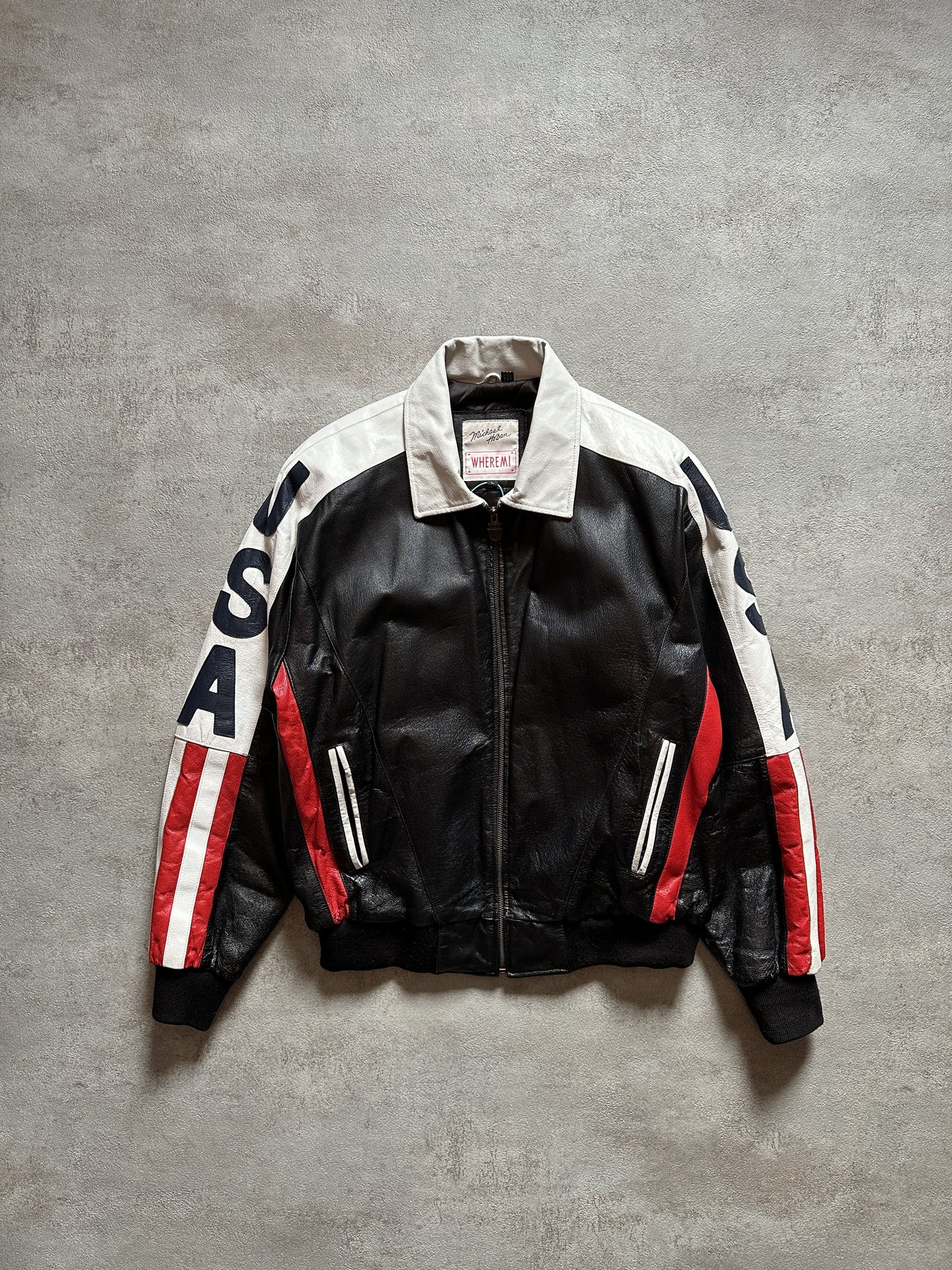 VINTAGE USA LEATHER JACKET - MEDIUM