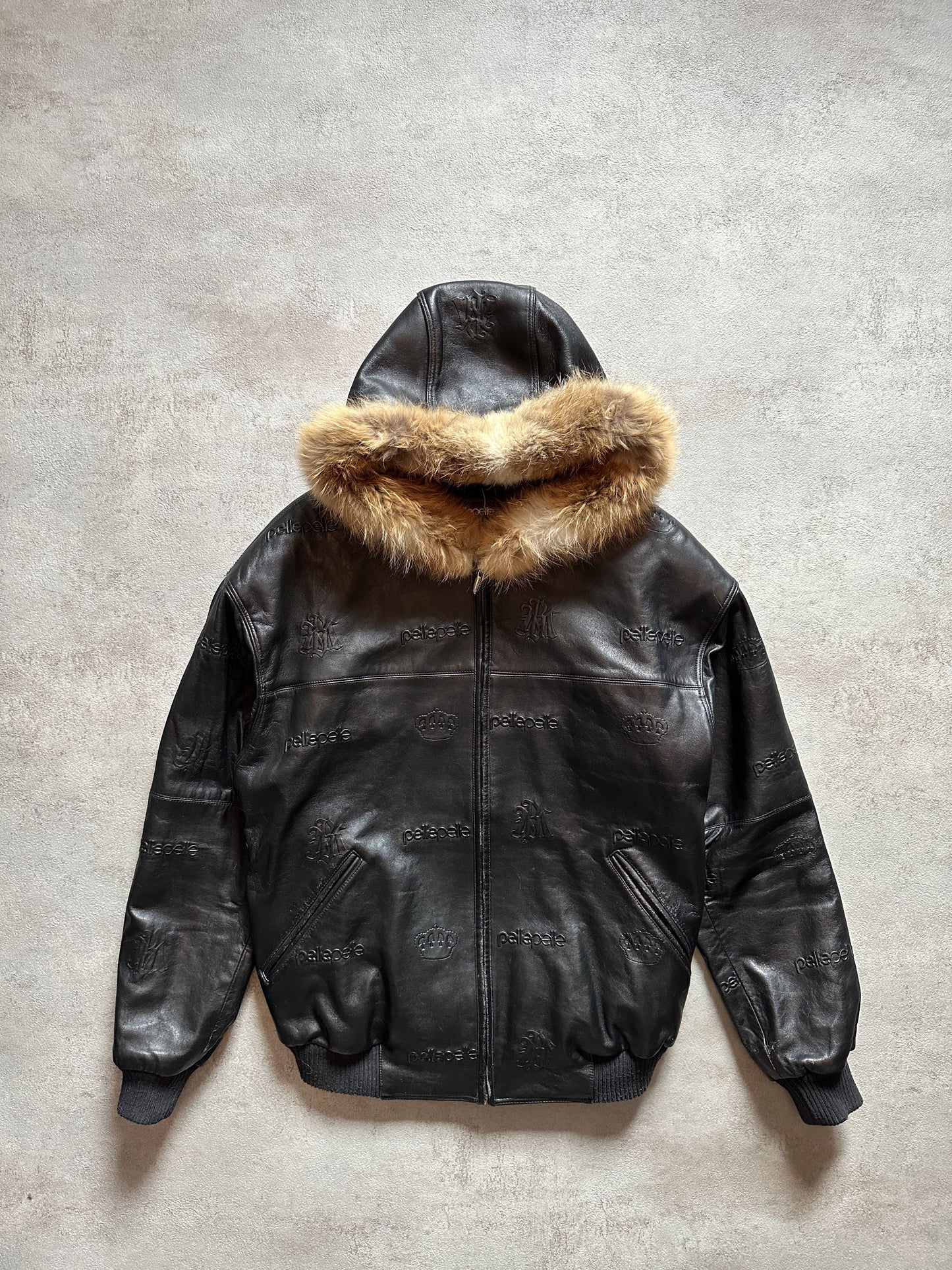 VINTAGE PELLEPELLE FUR LEATHER JACKET - LARGE