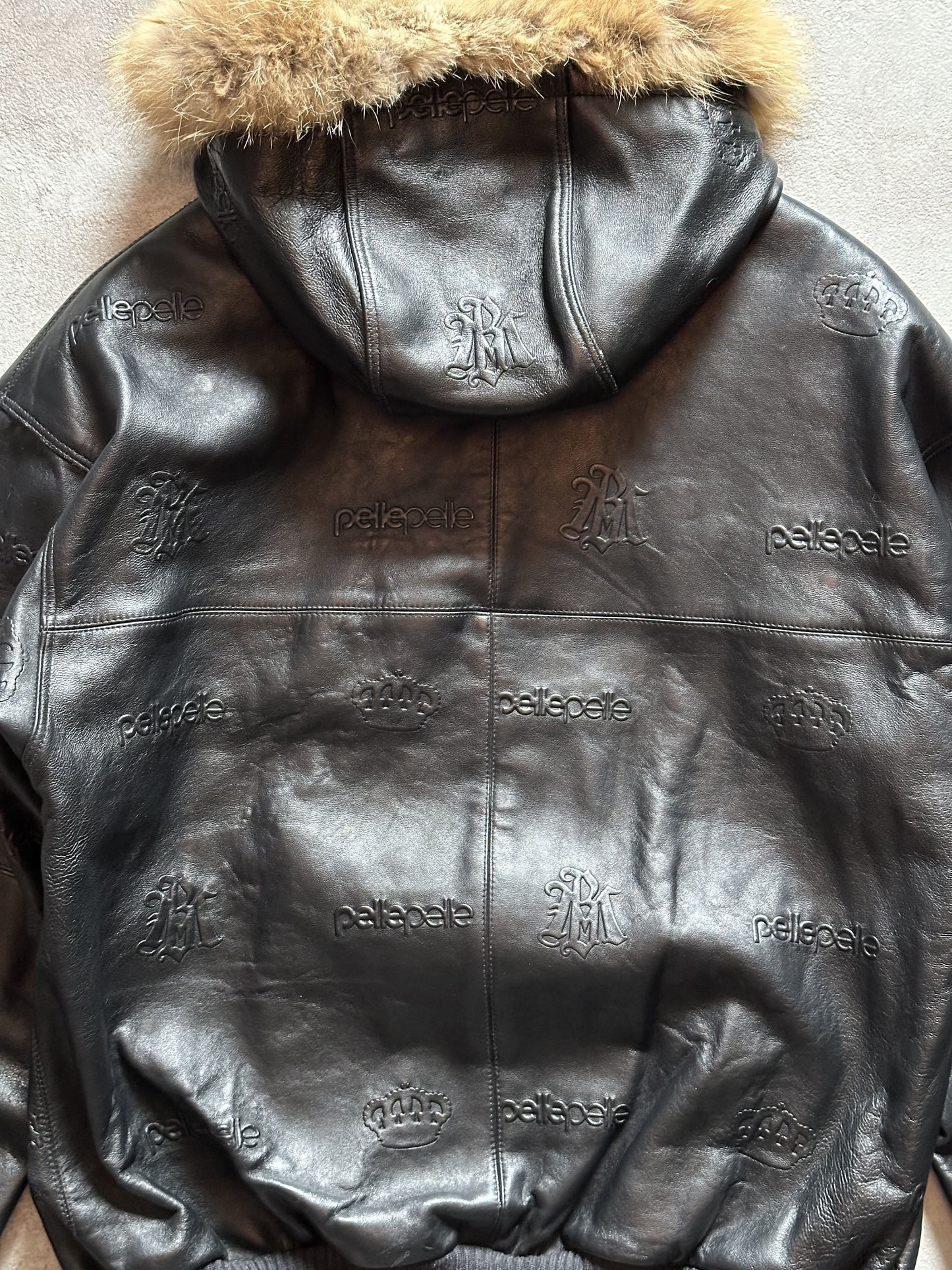 VINTAGE PELLEPELLE FUR LEATHER JACKET - LARGE