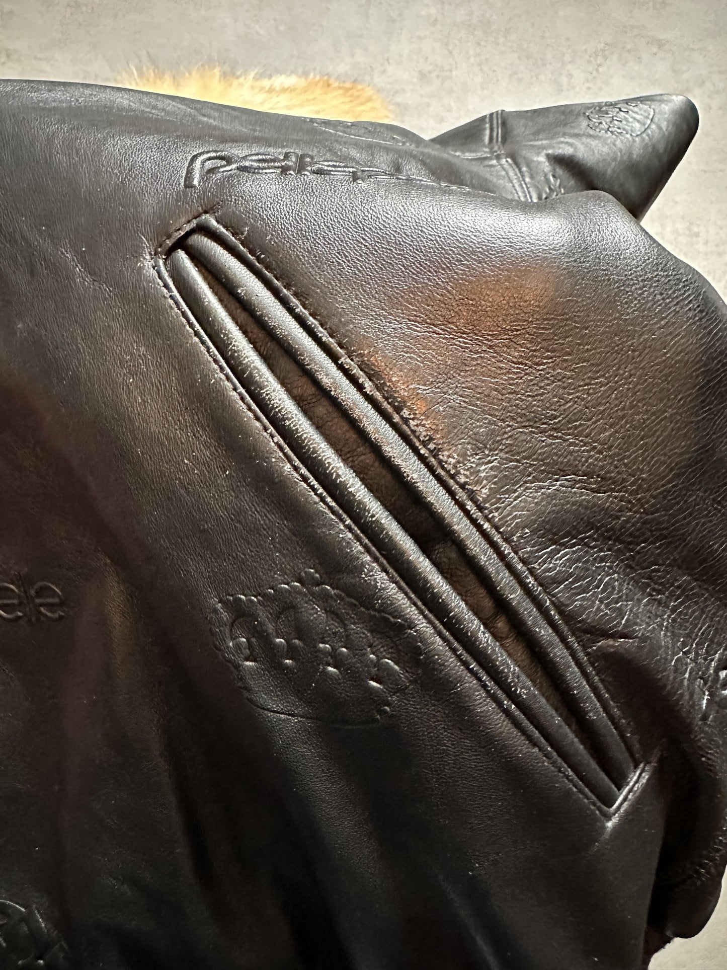 VINTAGE PELLEPELLE FUR LEATHER JACKET - LARGE