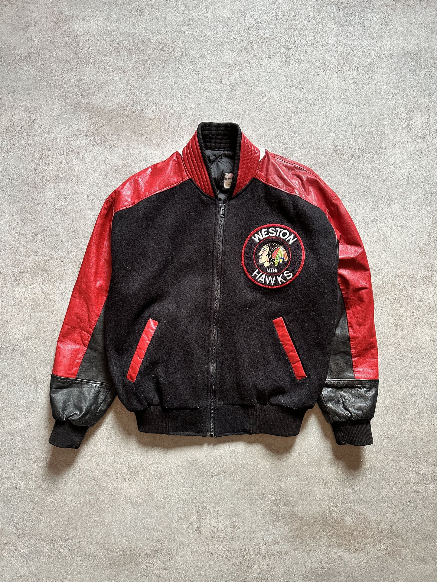 VINTAGE WESTON HAWKS VARSITY JACKET - MEDIUM