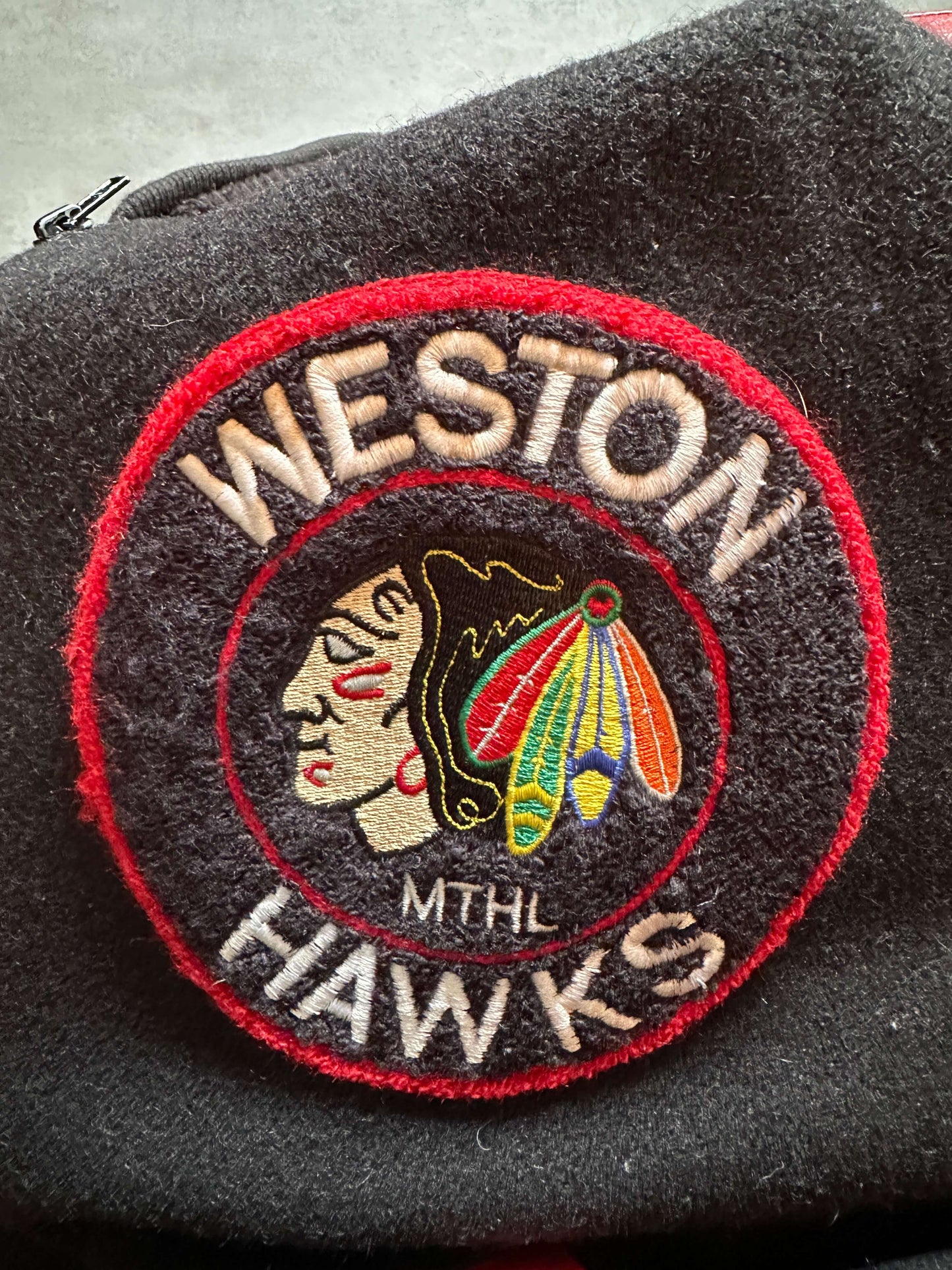 VINTAGE WESTON HAWKS VARSITY JACKET - MEDIUM