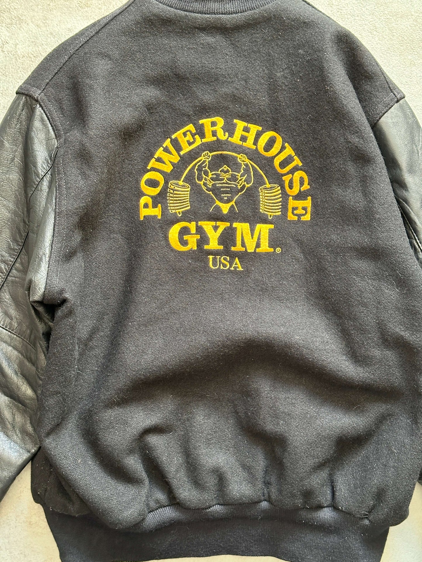 VINTAGE POWERHOUSE GYM VARSITY JACKET - LARGE