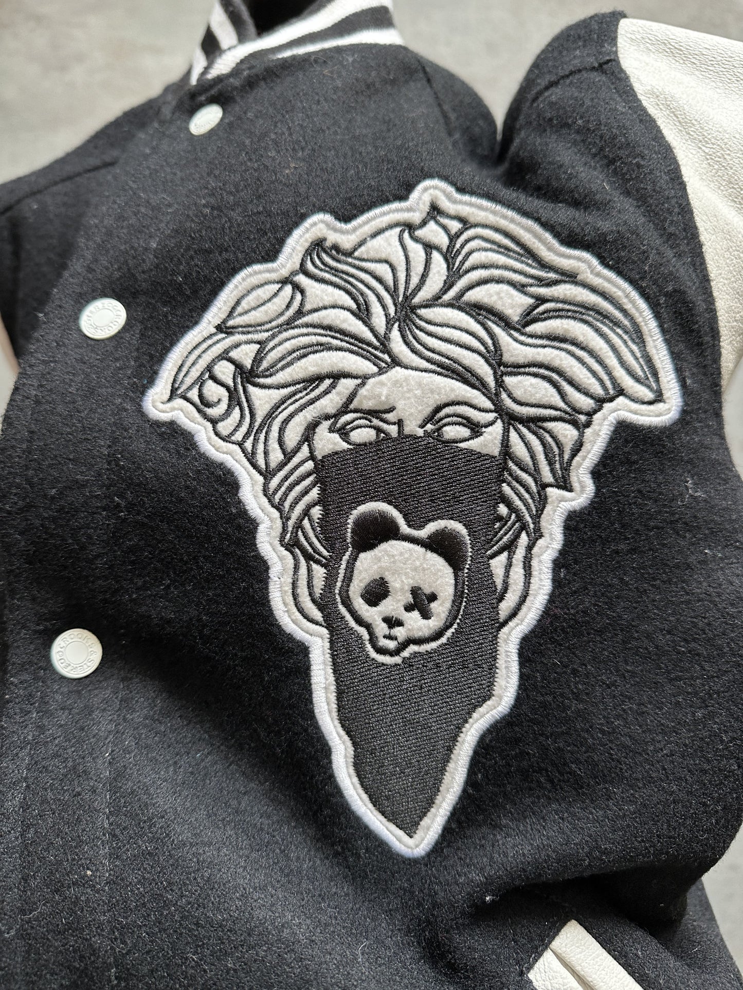 CROOKS & CASTLES STEREO PANDA VARSITY JACKET - SMALL