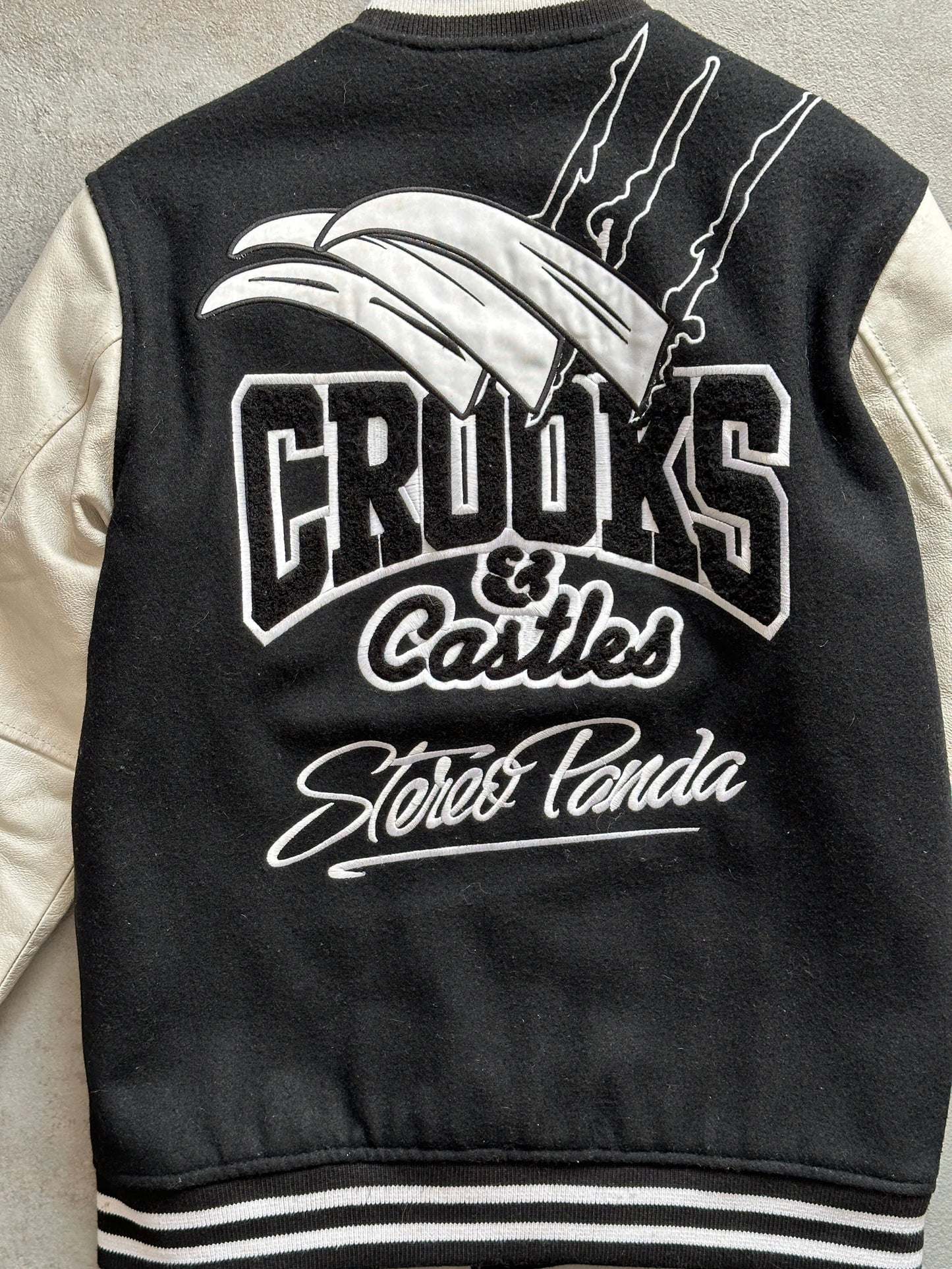 CROOKS & CASTLES STEREO PANDA VARSITY JACKET - SMALL