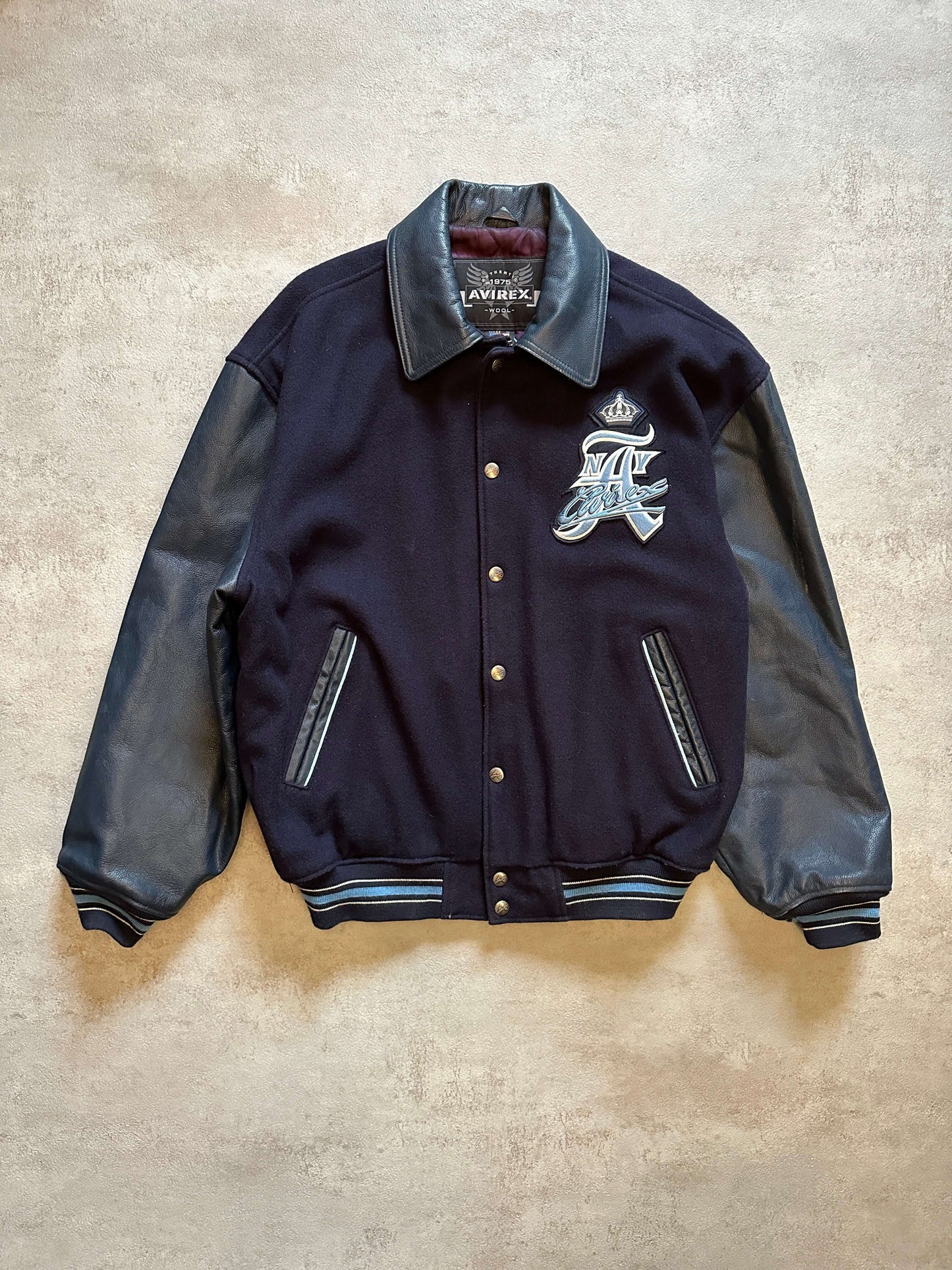 VINTAGE AVIREX NYC VARSITY JACKET - XLARGE