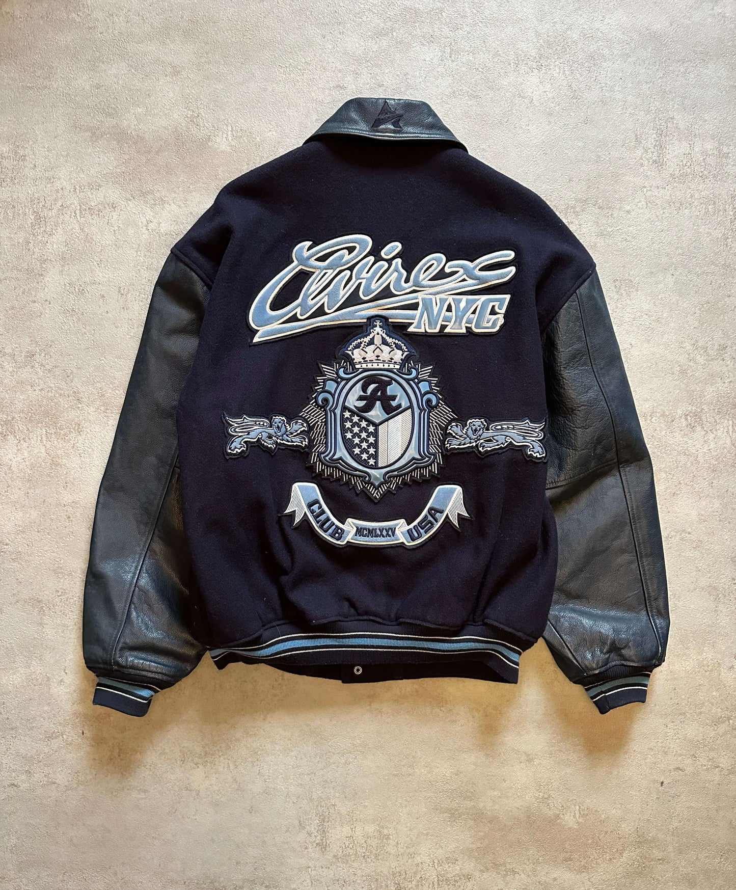 VINTAGE AVIREX NYC VARSITY JACKET - XLARGE