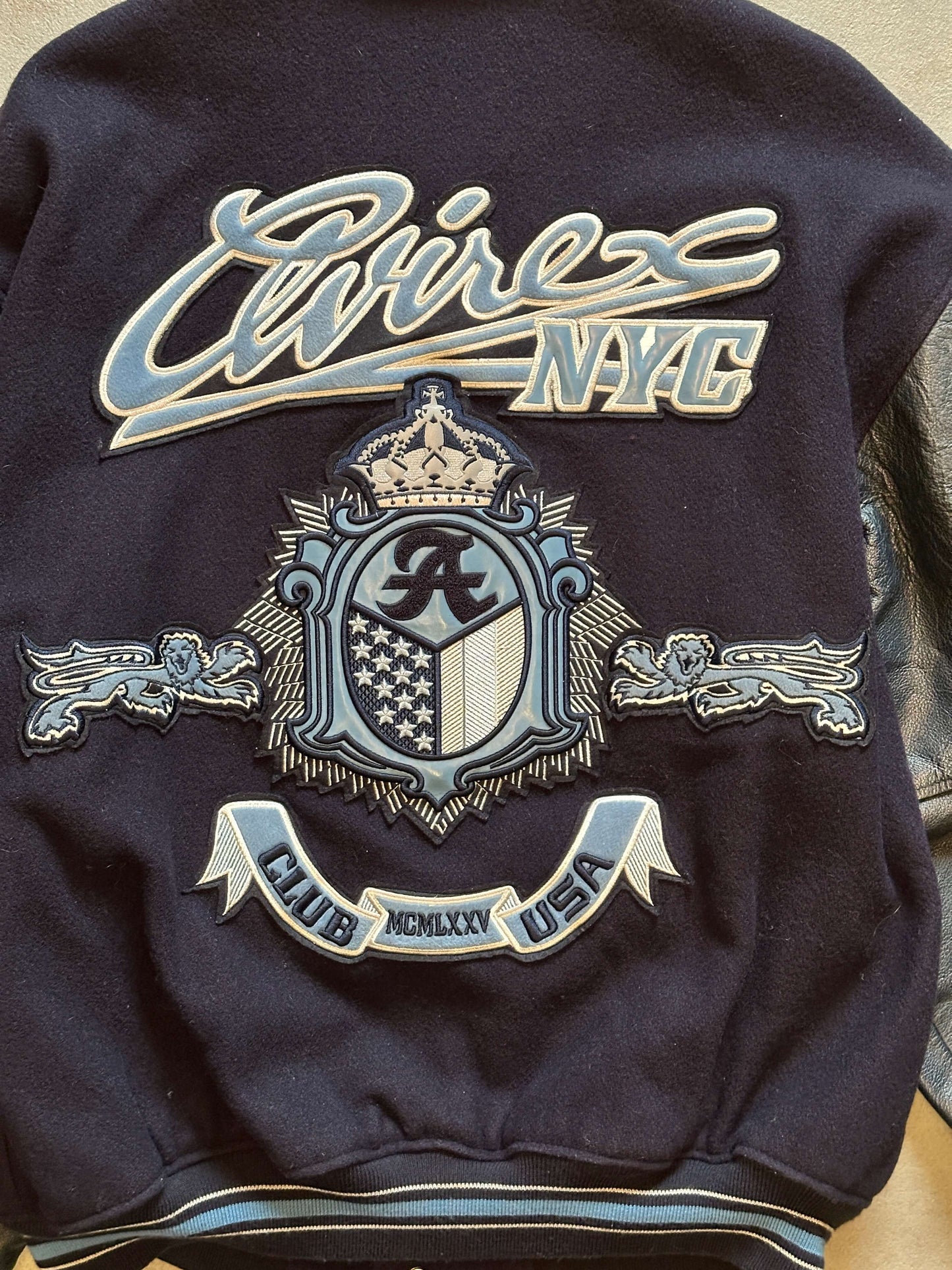 VINTAGE AVIREX NYC VARSITY JACKET - XLARGE