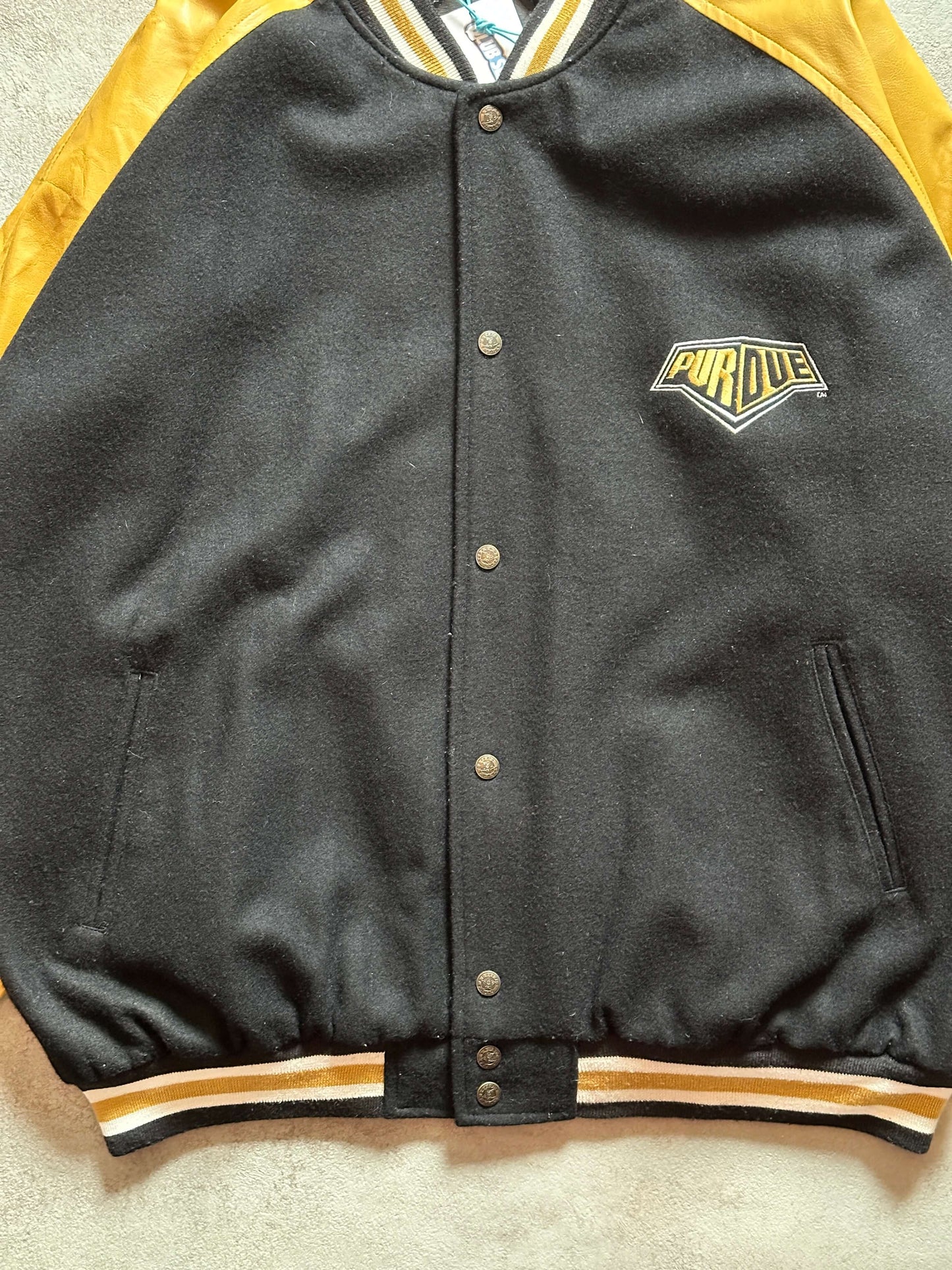 VINTAGE PURDUE UNIVERSITY VARSITY JACKET - XXLARGE