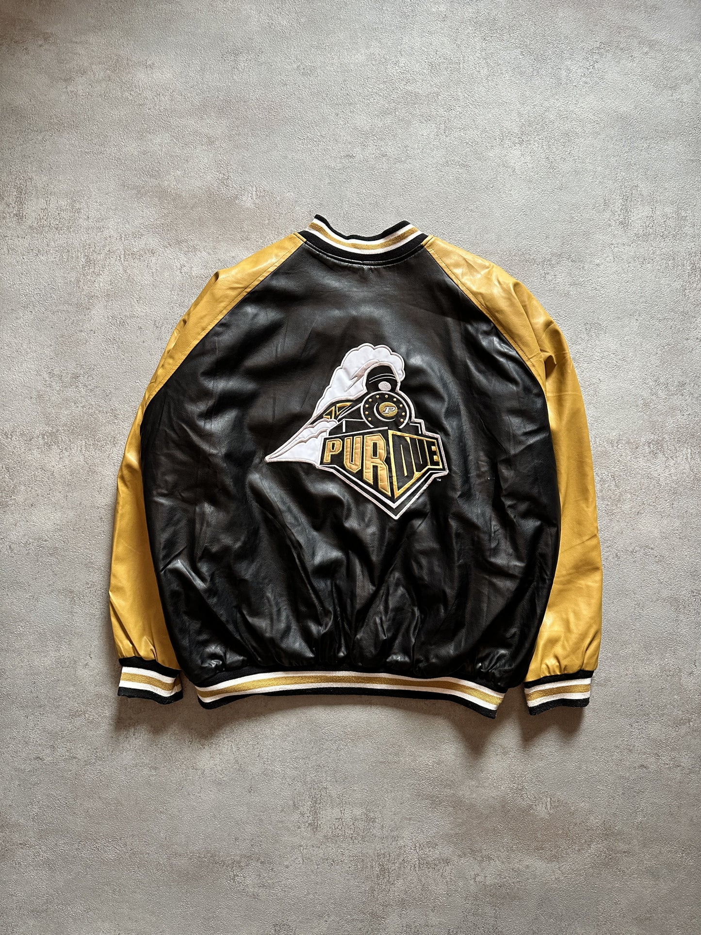 VINTAGE PURDUE UNIVERSITY VARSITY JACKET - XXLARGE