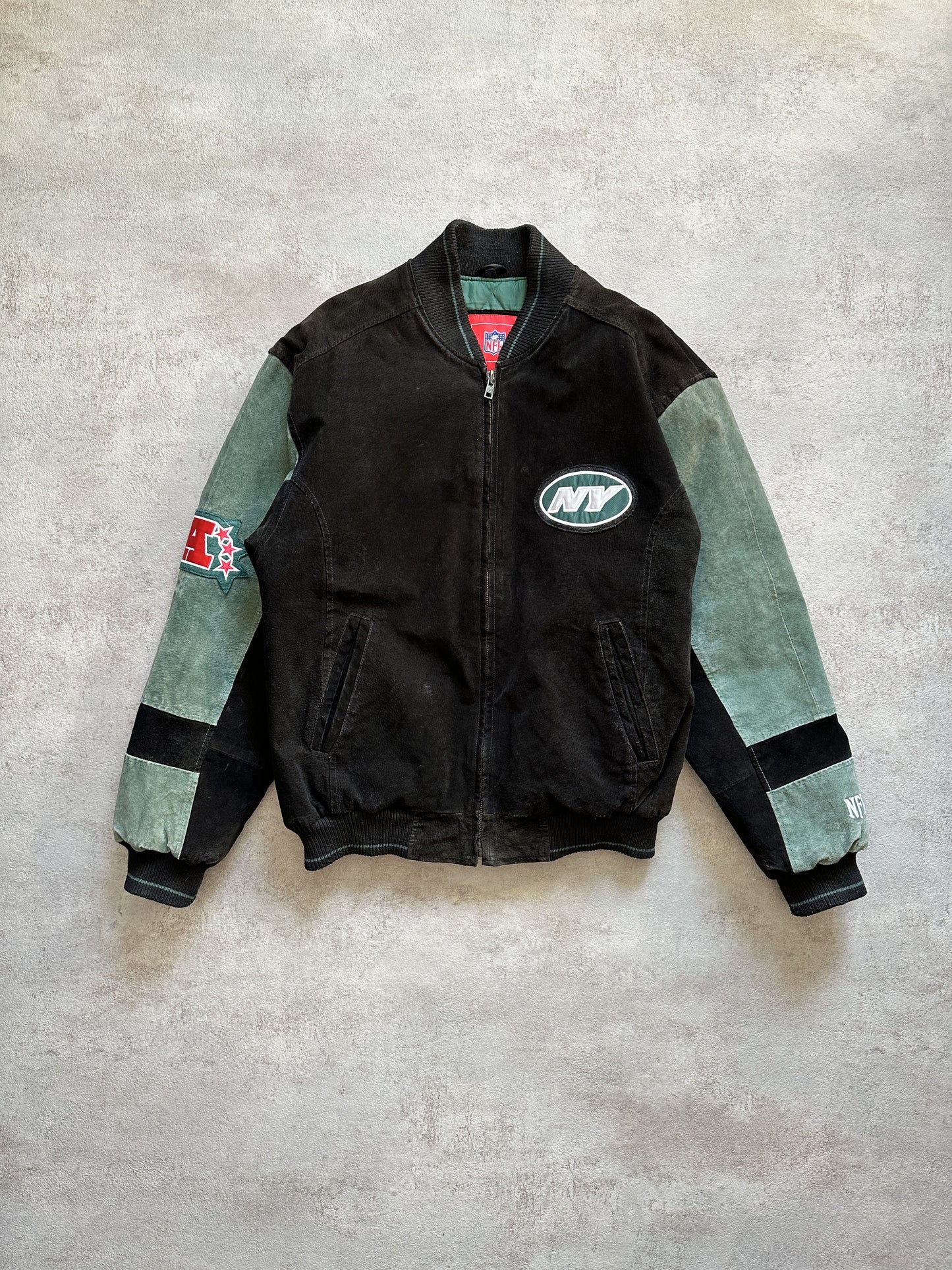 VINTAGE NEW YORK JETS SUEDE JACKET - MEDIUM