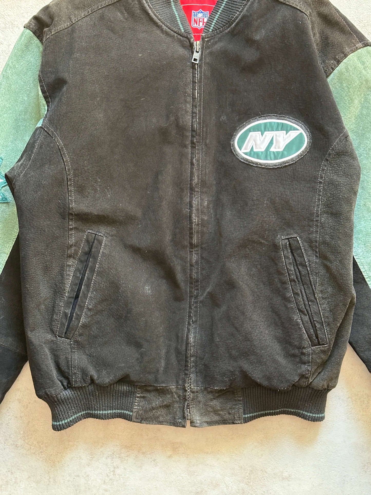 VINTAGE NEW YORK JETS SUEDE JACKET - MEDIUM