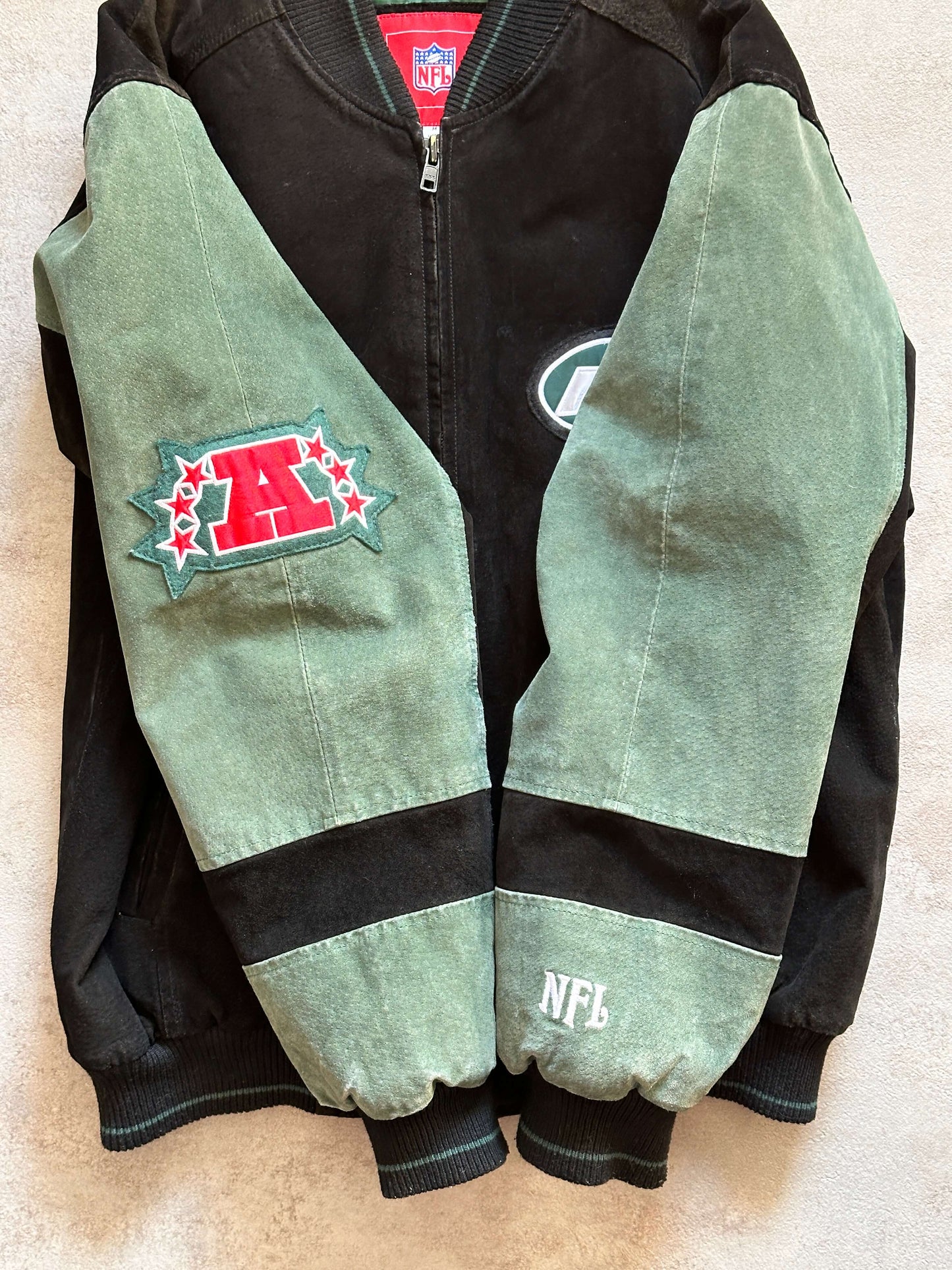 VINTAGE NEW YORK JETS SUEDE JACKET - MEDIUM