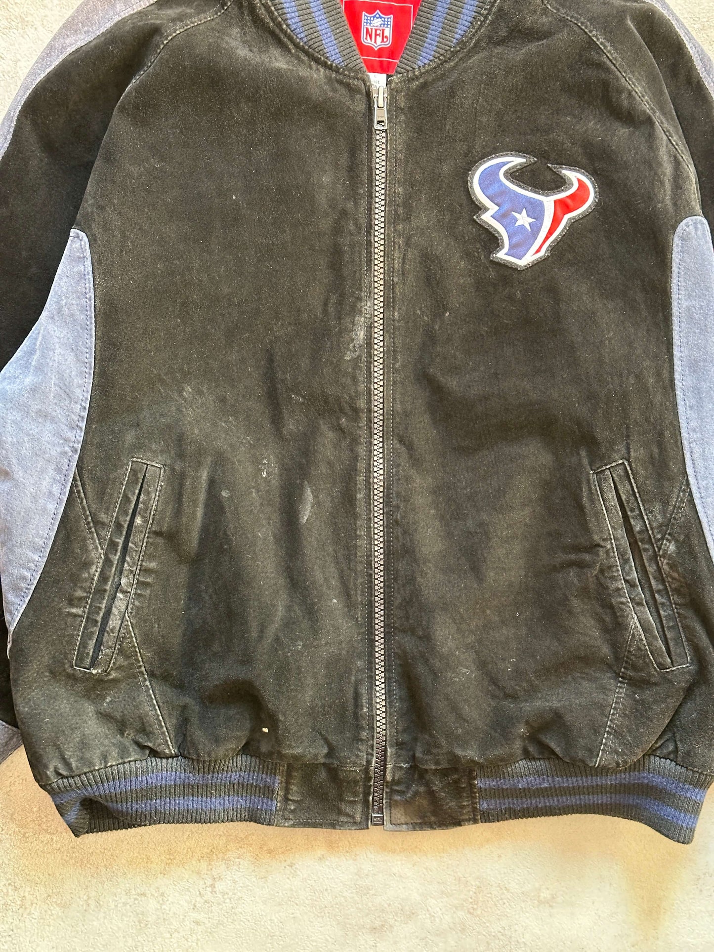 VINTAGE HOUSTON TEXANS SUEDE JACKET - LARGE