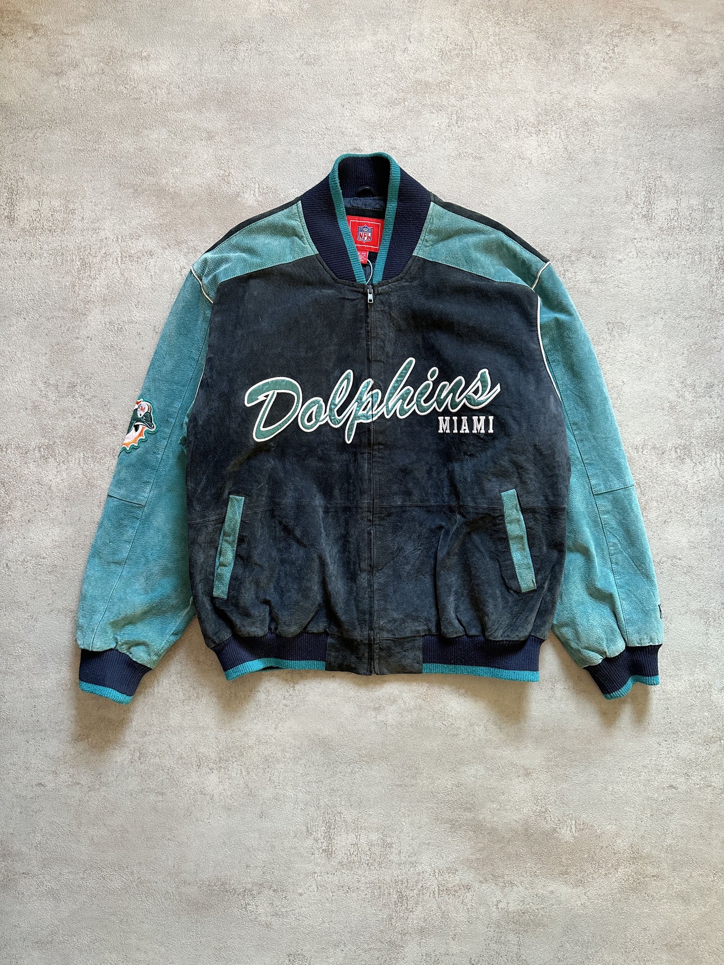 VINTAGE MIAMI DOLPHINS SUEDE JACKET - XLARGE