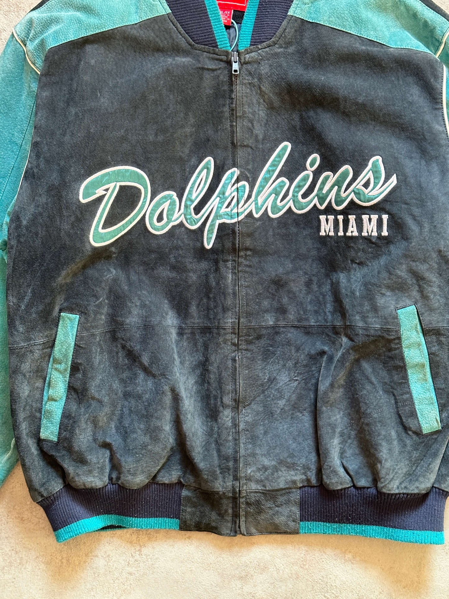 VINTAGE MIAMI DOLPHINS SUEDE JACKET - XLARGE