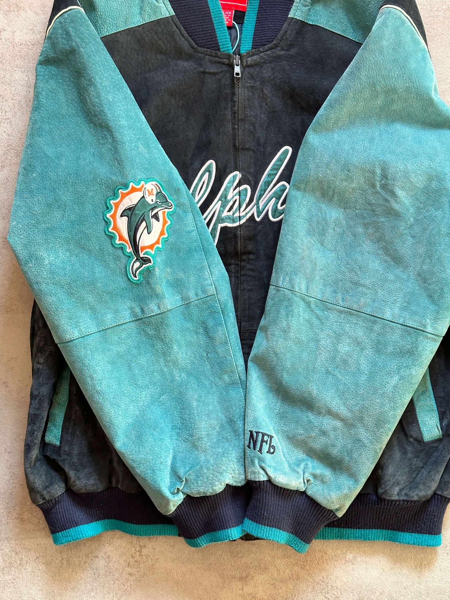 VINTAGE MIAMI DOLPHINS SUEDE JACKET - XLARGE